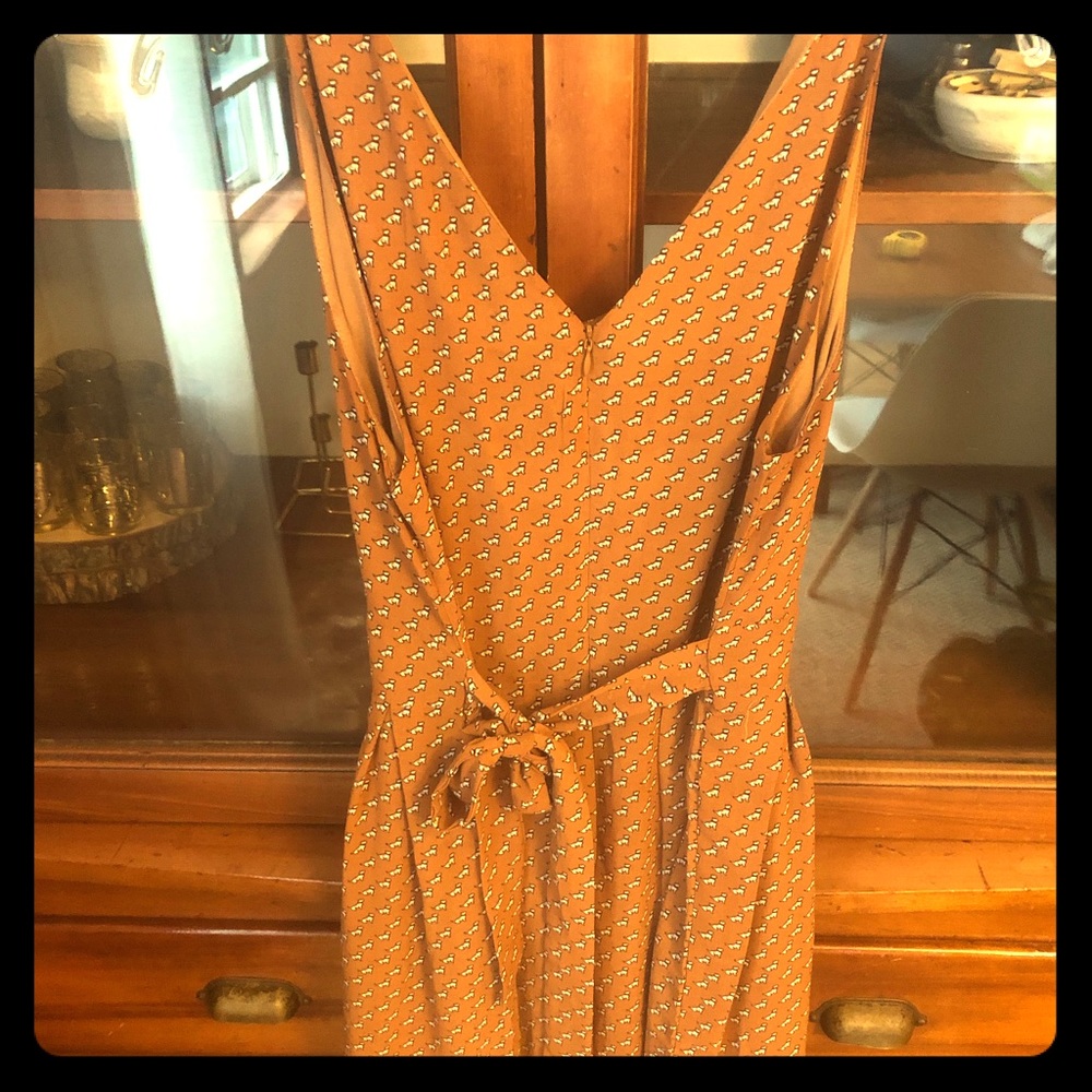 Mini dog printed dress with tie